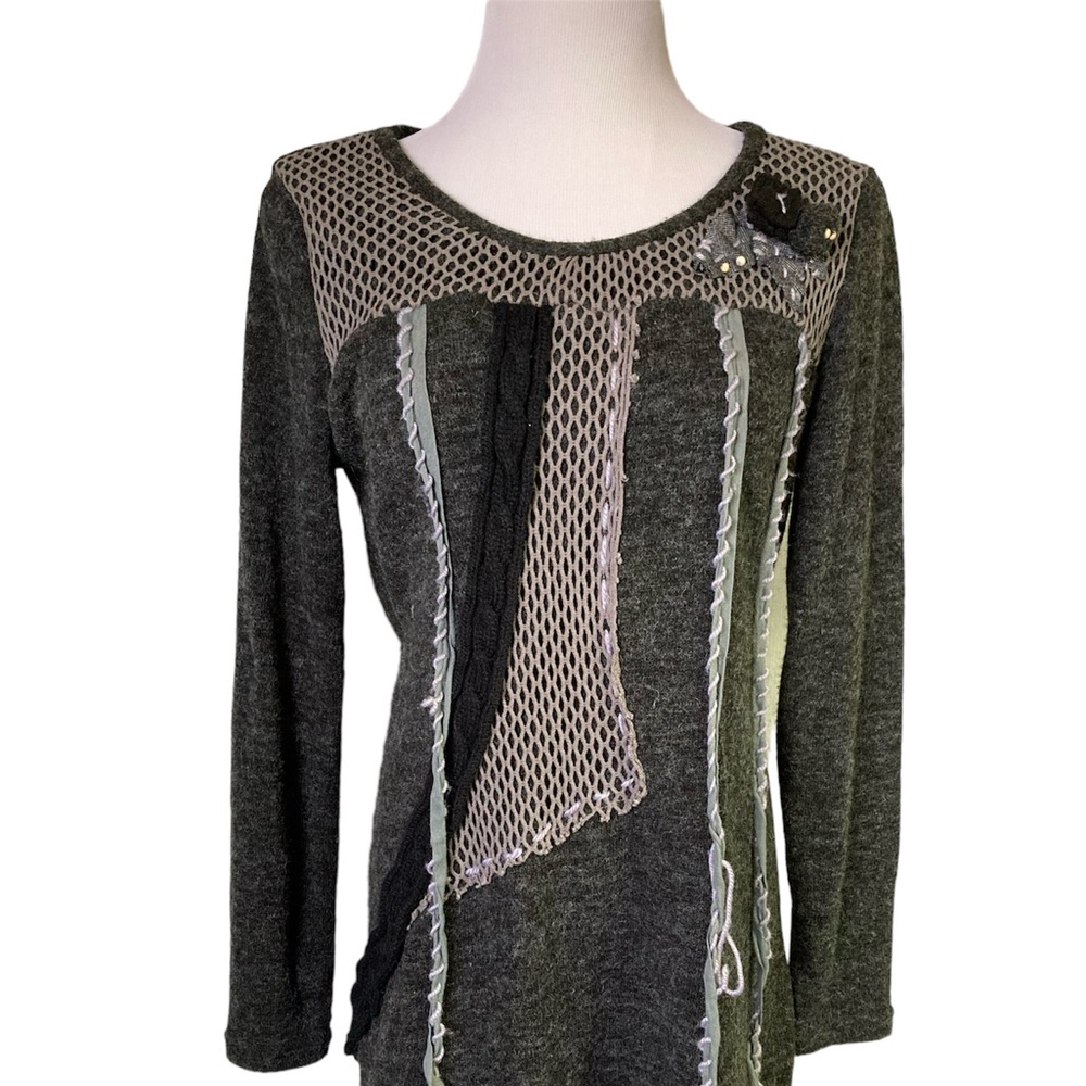 John Fashion Sweater Dress Large Grey/Black Steampunk